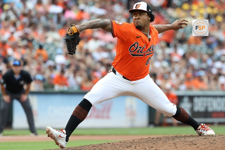Jul 12, 2025; Baltimore, Maryland, USA; Baltimore Orioles pitcher Gregory Soto (65) throws during the seventh inning against the Miami Marlins at Oriole Park at Camden Yards. Credit: Daniel Kucin Jr.-Imagn Images