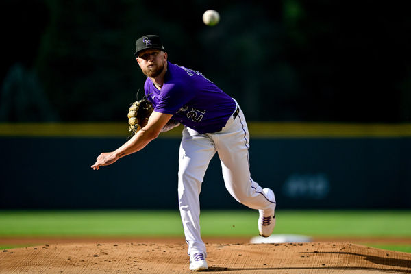 DENVER, CO - JULY 5: Colorado Rockies starting pitcher Kyle Freeland (21) pitches in the first inning during a game between the Kansas City Royals and the Colorado Rockies at Coors Field on July 5, 2024 in Denver, Colorado. (Photo by Dustin Bradford/Icon Sportswire)