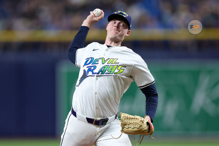 Aug 16, 2024; St. Petersburg, Florida, USA; Tampa Bay Rays pitcher Pete Fairbanks (29) throws a pitch against the Arizona Diamondbacks in the ninth inning at Tropicana Field. Credit: Nathan Ray Seebeck-USA TODAY Sports