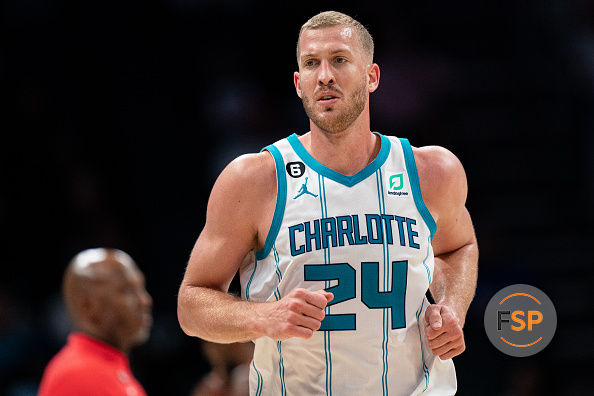 CHARLOTTE, NORTH CAROLINA - NOVEMBER 09: Mason Plumlee #24 of the Charlotte Hornets plays against the Portland Trail Blazers during their game at Spectrum Center on November 09, 2022 in Charlotte, North Carolina. NOTE TO USER: User expressly acknowledges and agrees that, by downloading and or using this photograph, User is consenting to the terms and conditions of the Getty Images License Agreement. (Photo by Jacob Kupferman/Getty Images)