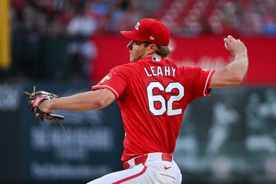 Jun 5, 2026; St. Louis, Missouri, USA; St. Louis Cardinals starting pitcher Kyle Leahy (62) pitches against the Cincinnati Reds during the second inning at Busch Stadium. Mandatory Credit: Jeff Curry-Imagn Images