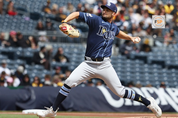 Apr 19, 2026; Pittsburgh, Pennsylvania, USA;  Tampa Bay Rays pitcher Shane McClanahan (18) delivers a pitch against the Pittsburgh Pirates during the first inning at PNC Park. Credit: Charles LeClaire-Imagn Images