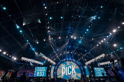 Apr 25, 2025; Detroit, MI, USA; The Lions get the 24th pick in the NFL draft in the main theater on Thursday, April 25, 2024 for the first day of the NFL Draft in Detroit. Mandatory Credit: Mandi Wright-USA TODAY Sports