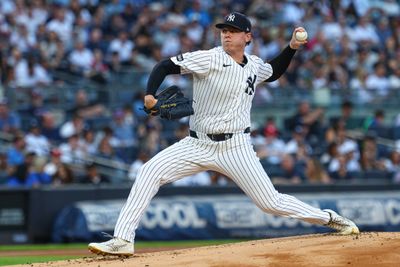 Aug 4, 2026; Bronx, New York, USA;  New York Yankees pitcher Ryan Weathers (40) delivers a pitch during the first inning against the St. Louis Cardinals at Yankee Stadium. Mandatory Credit: Vincent Carchietta-Imagn Images