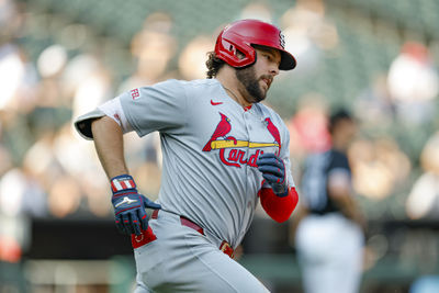 Jun 19, 2025; Chicago, Illinois, USA; St. Louis Cardinals right fielder Alec Burleson (41) rounds the bases after hitting a three-run home run against the Chicago White Sox during the third inning of game two of a doubleheader at Rate Field. Mandatory Credit: Kamil Krzaczynski-Imagn Images