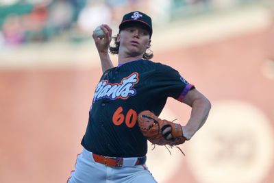 May 20, 2025; San Francisco, California, USA; San Francisco Giants starting pitcher Hayden Birdsong (60) throws a pitch against the Kansas City Royals during the first inning at Oracle Park. Mandatory Credit: Robert Edwards-Imagn Images