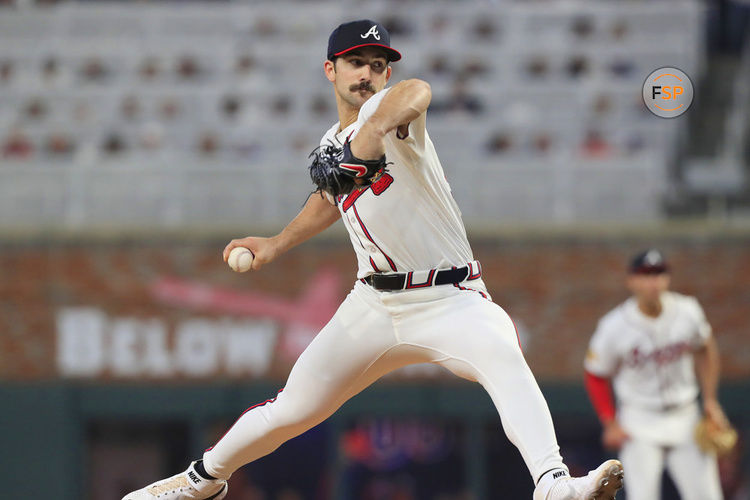 ATLANTA, GA - APRIL 05: Atlanta Braves starting pitcher Spencer Strider (99) delivers a pitch during the Atlanta Braves 2024 season Home Opener against the Arizona Diamondbacks on April 5, 2024 at Truist Park in Atlanta, Georgia.  (Photo by David J. Griffin/Icon Sportswire)