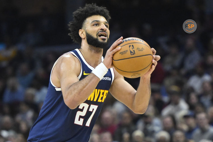 Dec 5, 2024; Cleveland, Ohio, USA; Denver Nuggets guard Jamal Murray (27) looks to shoot in the second quarter against the Cleveland Cavaliers at Rocket Mortgage FieldHouse. Credit: David Richard-Imagn Images