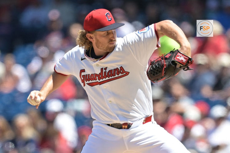 May 31, 2026; Cleveland, Ohio, USA; Cleveland Guardians pitcher Tanner Bibee (28) throws a pitch during the first inning against the Boston Red Sox at Progressive Field. Credit: Ken Blaze-Imagn Images
