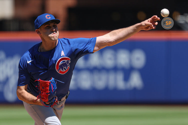 May 11, 2025; New York City, New York, USA; Chicago Cubs starting pitcher Matthew Boyd (16) delivers a pitch during the third inning against the New York Mets at Citi Field. Credit: Vincent Carchietta-Imagn Images