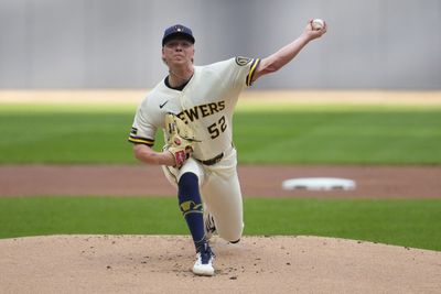 May 26, 2026; Milwaukee, Wisconsin, USA; Milwaukee Brewers pitcher Kyle Harrison (52) delivers a pitch against the St. Louis Cardinals in the first inning at American Family Field. Mandatory Credit: Michael McLoone-Imagn Images