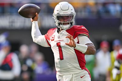 Oct 30, 2022; Minneapolis, Minnesota, USA; Arizona Cardinals quarterback Kyler Murray (1) in action against the Minnesota Vikings during the game at U.S. Bank Stadium. Mandatory Credit: Jeffrey Becker-USA TODAY Sports