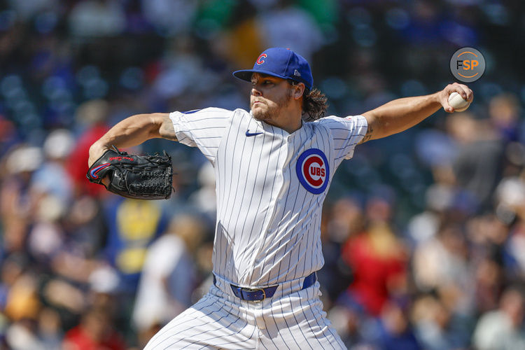 Sep 18, 2024; Chicago, Illinois, USA; Chicago Cubs starting pitcher Justin Steele (35) delivers a pitch against the Oakland Athletics during the first inning at Wrigley Field. Credit: Kamil Krzaczynski-Imagn Images