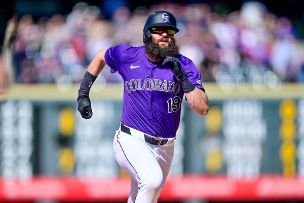 DENVER, CO - APRIL 21: Colorado Rockies outfielder Charlie Blackmon (19) advances from first to third in the 10th inning during a game between the Seattle Mariners and the Colorado Rockies at Coors Field on April 21, 2024 in Denver, Colorado. (Photo by Dustin Bradford/Icon Sportswire)