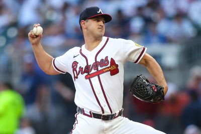 Aug 12, 2026; Atlanta, Georgia, USA; Atlanta Braves starting pitcher Tyler Mahle (54) throws against the New York Mets in the first inning at Truist Park. Mandatory Credit: Brett Davis-Imagn Images
