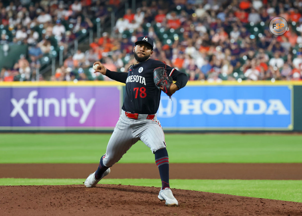 HOUSTON, TX - JUNE 02:  Minnesota Twins starting pitcher Simeon Woods Richardson (78) throws a pitch in the bottom of the fourth inning during the MLB game between the Minnesota Twins and Houston Astros on June 2, 2024 at Minute Maid Park in Houston, Texas.  (Photo by Leslie Plaza Johnson/Icon Sportswire)