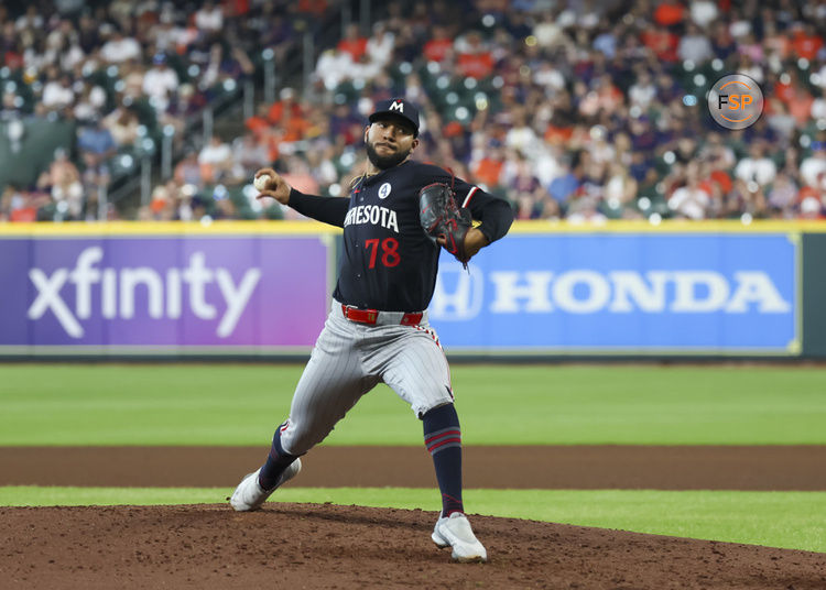 HOUSTON, TX - JUNE 02:  Minnesota Twins starting pitcher Simeon Woods Richardson (78) throws a pitch in the bottom of the fourth inning during the MLB game between the Minnesota Twins and Houston Astros on June 2, 2024 at Minute Maid Park in Houston, Texas.  (Photo by Leslie Plaza Johnson/Icon Sportswire)