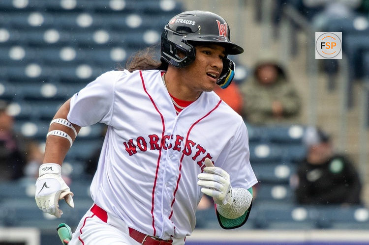 Worcester center fielder Jhostynxon Garcia runs the bases after hitting a first inning home run against the Durham Bulls May 23.