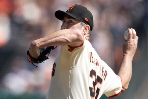 Sep 27, 2025; San Francisco, California, USA; San Francisco Giants starting pitcher Justin Verlander (35) delivers a pitch against the Colorado Rockies during the second inning at Oracle Park. Mandatory Credit: D. Ross Cameron-Imagn Images