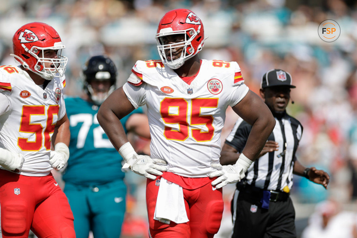 JACKSONVILLE, FL - SEPTEMBER 17: Kansas City Chiefs defensive tackle Chris Jones (95) during the game between the Kansas City Chiefs and the Jacksonville Jaguars on September 17, 2023 at EverBank Stadium in Jacksonville, Fl. (Photo by David Rosenblum/Icon Sportswire)