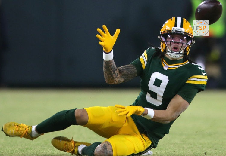 Green Bay Packers wide receiver Christian Watson (9) catches a pass against the Baltimore Ravens on Saturday,, December 27, 2025, at Lambeau Field in Green Bay, Wis. The Ravens defeated the Packers 41-24.
Wm. Glasheen USA TODAY NETWORK-Wisconsin