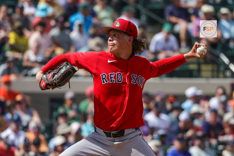 Mar 6, 2026; Lakeland, Florida, USA; Boston Red Sox pitcher Connelly Early (71) pitches during the fourth inning against the Detroit Tigers at Publix Field at Joker Marchant Stadium. Credit: Mike Watters-Imagn Images