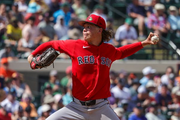 Mar 6, 2026; Lakeland, Florida, USA; Boston Red Sox pitcher Connelly Early (71) pitches during the fourth inning against the Detroit Tigers at Publix Field at Joker Marchant Stadium. Mandatory Credit: Mike Watters-Imagn Images