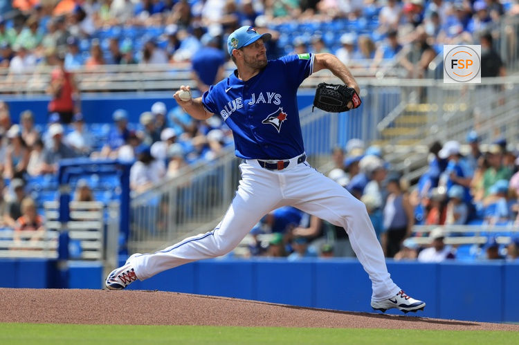 Mar 14, 2026; Dunedin, Florida, USA;  Toronto Blue Jays starting pitcher Max Scherzer (31) throws a pitch during the first inning against the Detroit Tigers at TD Ballpark. Credit: Kim Klement Neitzel-Imagn Images