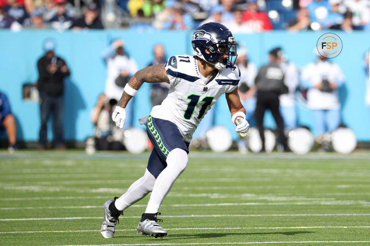 NASHVILLE, TN - DECEMBER 24: Seattle Seahawks wide receiver Jaxon Smith-Njigba (11) during a game between the Tennessee Titans and Seattle Seahawks, December 24, 2023 at Nissan Stadium in Nashville, Tennessee. (Photo by Matthew Maxey/Icon Sportswire)