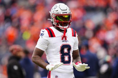 Jan 25, 2026; Denver, CO, USA; New England Patriots wide receiver Stefon Diggs (8) practices before the 2026 AFC Championship Game at Empower Field at Mile High. Mandatory Credit: Ron Chenoy-Imagn Images