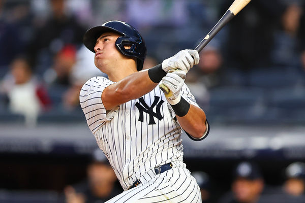 BRONX, NY - APRIL 08:  Anthony Volpe #11 of the New York Yankees at bat during the game against the Miami Marlins at Yankee Stadium on April 8, 2024 in the Bronx, New York. (Photo by Rich Graessle/Icon Sportswire)