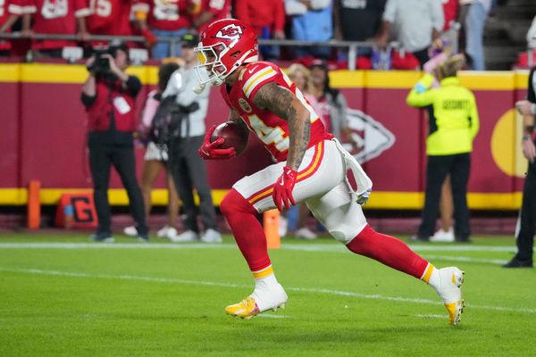 Oct 7, 2024; Kansas City, Missouri, USA; Kansas City Chiefs wide receiver Skyy Moore (24) returns a kick against the New Orleans Saints during the game at GEHA Field at Arrowhead Stadium. Mandatory Credit: Denny Medley-Imagn Images
