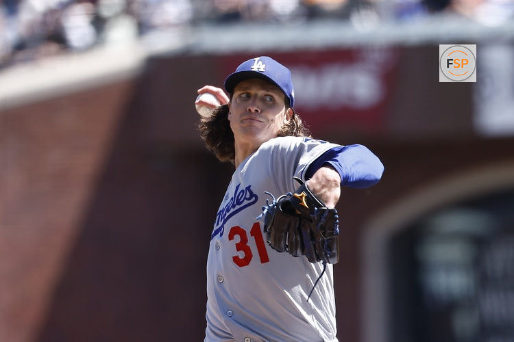 Apr 23, 2026; San Francisco, California, USA; Los Angeles Dodgers starting pitcher Tyler Glasnow (31) pitches the ball against the San Francisco Giants during the sixth inning at Oracle Park. Credit: Kelley L Cox-Imagn Images