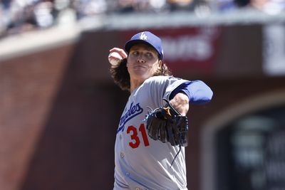 Apr 23, 2026; San Francisco, California, USA; Los Angeles Dodgers starting pitcher Tyler Glasnow (31) pitches the ball against the San Francisco Giants during the sixth inning at Oracle Park. Mandatory Credit: Kelley L Cox-Imagn Images