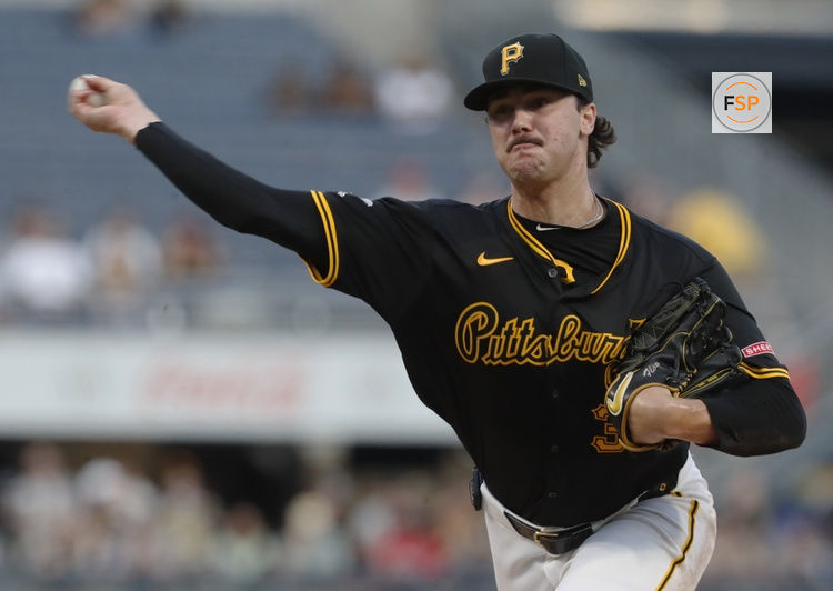 Aug 22, 2024; Pittsburgh, Pennsylvania, USA;  Pittsburgh Pirates starting pitcher Paul Skenes (30) pitches against the Cincinnati Reds during the fourth inning at PNC Park. Credit: Charles LeClaire-USA TODAY Sports
