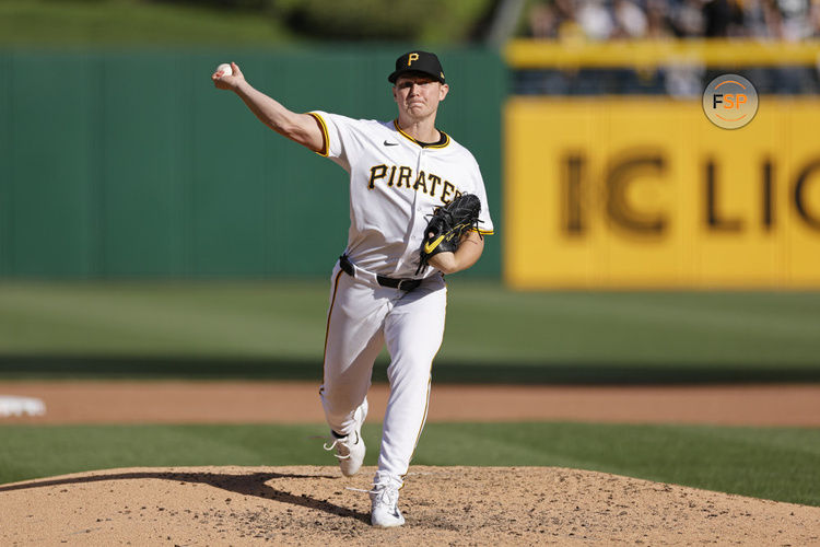 PITTSBURGH, PA - APRIL 20: Pittsburgh Pirates pitcher Mitch Keller (23) delivers a pitch during an MLB game against the Boston Red Sox on April 20, 2024 at PNC Park in Pittsburgh, Pennsylvania. (Photo by Joe Robbins/Icon Sportswire)