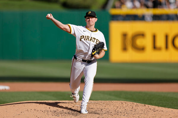 PITTSBURGH, PA - APRIL 20: Pittsburgh Pirates pitcher Mitch Keller (23) delivers a pitch during an MLB game against the Boston Red Sox on April 20, 2024 at PNC Park in Pittsburgh, Pennsylvania. (Photo by Joe Robbins/Icon Sportswire)