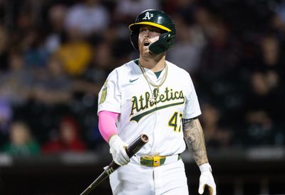 Nov 9, 2025; Mesa, AZ, USA; Oakland Athletics infielder Tommy White during the Arizona Fall League Fall Stars Game at Sloan Park. Mandatory Credit: Mark J. Rebilas-Imagn Images