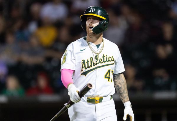 Nov 9, 2025; Mesa, AZ, USA; Oakland Athletics infielder Tommy White during the Arizona Fall League Fall Stars Game at Sloan Park. Mandatory Credit: Mark J. Rebilas-Imagn Images