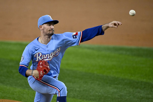 Sep 22, 2024; Arlington, Texas, USA; Texas Rangers starting pitcher Andrew Heaney (44) pitches against the Seattle Mariners during the third inning at Globe Life Field. Mandatory Credit: Jerome Miron-Imagn Images