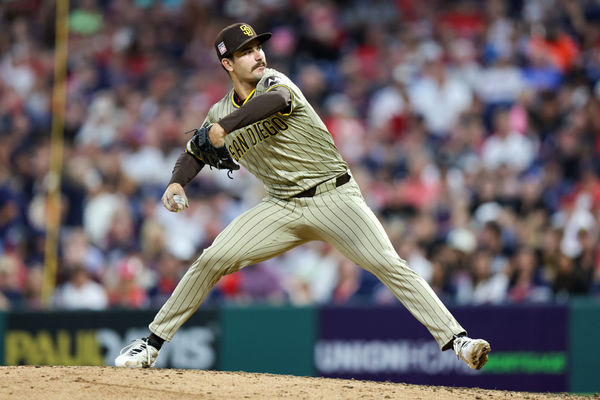 CLEVELAND, OH - JULY 20: San Diego Padres starting pitcher Dylan Cease (84) delivers a pitch to the plate during the seventh  inning of the Major League Baseball Interleague game between the San Diego Padres and Cleveland Guardians on July 20, 2024, at Progressive Field in Cleveland, OH. (Photo by Frank Jansky/Icon Sportswire)