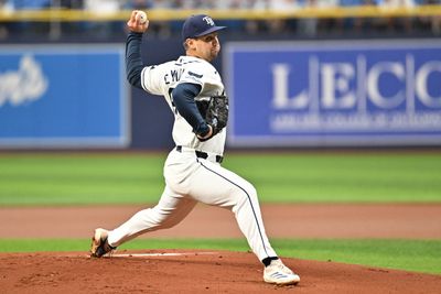 Jul 7, 2026; St. Petersburg, Florida, USA; Tampa Bay Rays starting pitcher Ian Seymour (61) throws a pitch in the first inning against the New York Yankees at Tropicana Field. Mandatory Credit: Jonathan Dyer-Imagn Images
