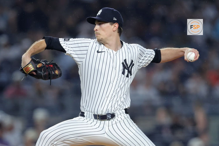Sep 24, 2025; Bronx, New York, USA; New York Yankees starting pitcher Max Fried (54) pitches against the Chicago White Sox during the first inning at Yankee Stadium. Credit: Brad Penner-Imagn Images