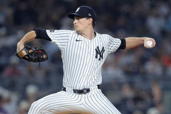 Sep 24, 2025; Bronx, New York, USA; New York Yankees starting pitcher Max Fried (54) pitches against the Chicago White Sox during the first inning at Yankee Stadium. Mandatory Credit: Brad Penner-Imagn Images