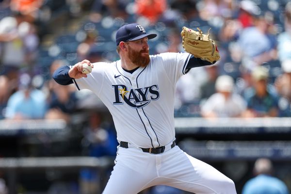 Jun 22, 2025; Tampa, Florida, USA; Tampa Bay Rays starting pitcher Zack Littell (52) throws a pitch against the Detroit Tigers in the first inning at George M. Steinbrenner Field. Mandatory Credit: Nathan Ray Seebeck-Imagn Images