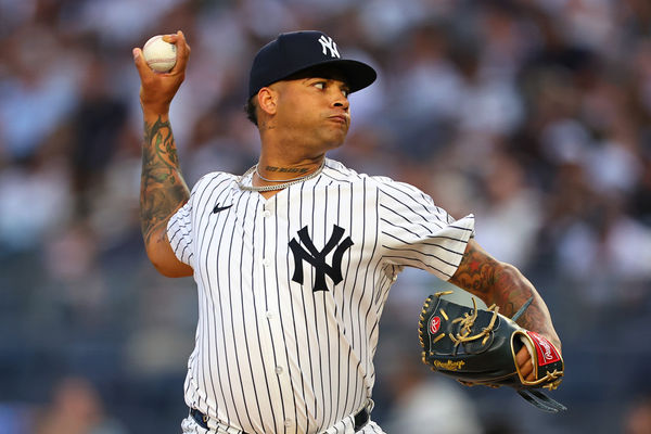 BRONX, NY - MAY 07: Luis Gil #81 of the New York Yankees pitches during the game against the Houston Astros on May 7, 2024 at Yankee Stadium in the Bronx, New York.  (Photo by Rich Graessle/Icon Sportswire)