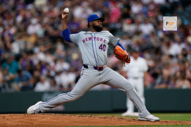 Aug 6, 2024; Denver, Colorado, USA; New York Mets starting pitcher Luis Severino (40) pitches in the third inning against the Colorado Rockies at Coors Field. Credit: Isaiah J. Downing-USA TODAY Sports