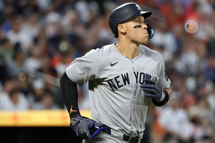 Apr 29, 2025; Baltimore, Maryland, USA; New York Yankees outfielder Aaron Judge (99) walks during the fifth inning against the Baltimore Orioles at Oriole Park at Camden Yards. Credit: Daniel Kucin Jr.-Imagn Images