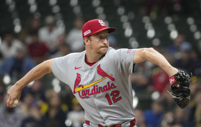 Jun 13, 2025; Milwaukee, Wisconsin, USA; St. Louis Cardinals pitcher Erick Fedde (12) delivers a pitch against the Milwaukee Brewers in then first inning at American Family Field. Mandatory Credit: Michael McLoone-Imagn Images
