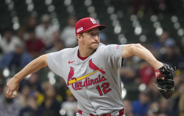 Jun 13, 2025; Milwaukee, Wisconsin, USA; St. Louis Cardinals pitcher Erick Fedde (12) delivers a pitch against the Milwaukee Brewers in then first inning at American Family Field. Mandatory Credit: Michael McLoone-Imagn Images